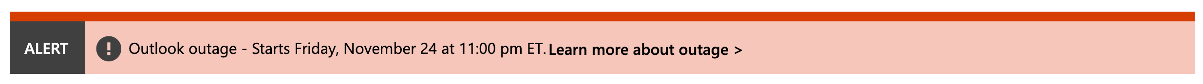 a red banner with the word 'alert', an icon of an exclamation point in a circle, and text explaining the nature of the alert